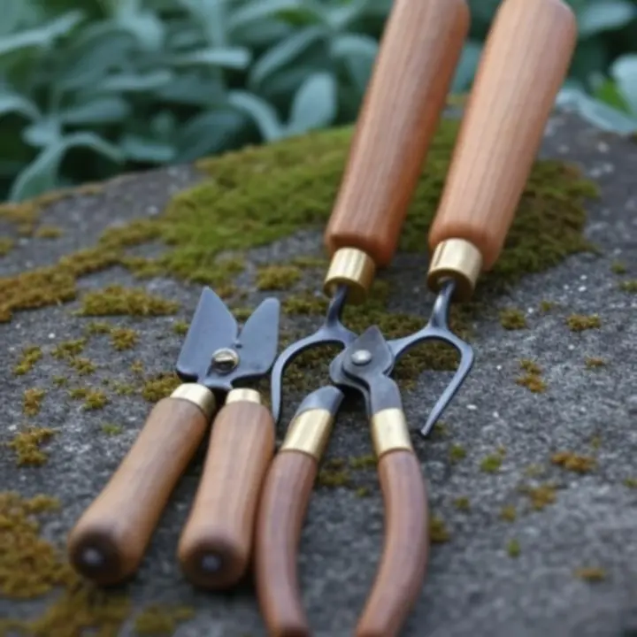Zestaw rzemieślniczych narzędzi ogrodniczych ze stali nierdzewnej i drewna FSC