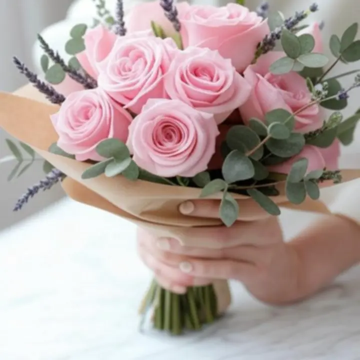 Ręcznie wiązany bukiet w naturalnym świetle