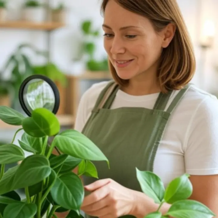 Botanik podczas konsultacji z klientem przy doniczkowych roślinach