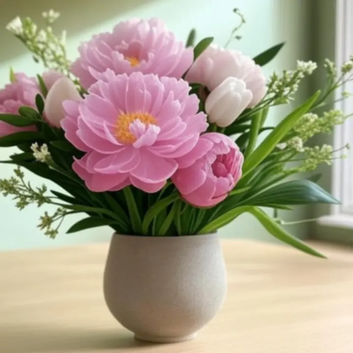 Sezonowy bukiet kwiatów w pastelowych odcieniach