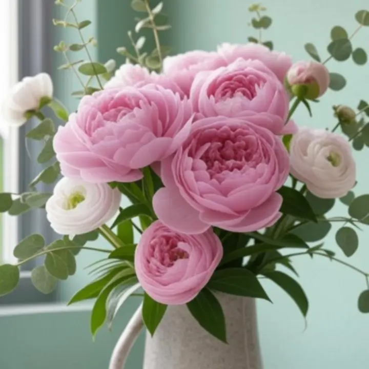 Wiosenny bukiet w szałwiowych odcieniach z delikatnymi pastelowymi kwiatami