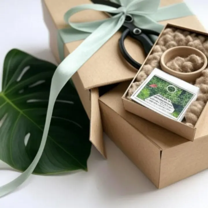 Luksusowe zestawy prezentowe z roślinami i akcesoriami w ekologicznych pudełkach