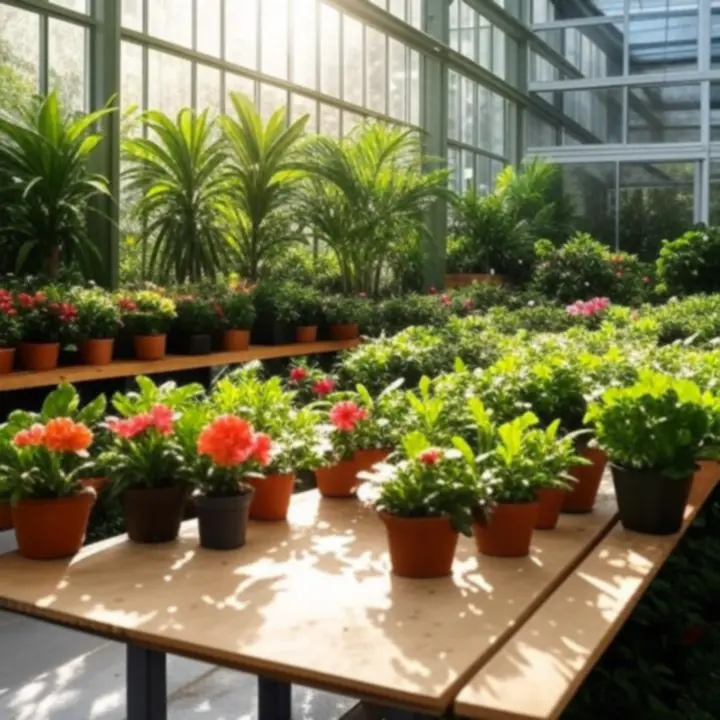 Wnętrze nowoczesnej ekologicznej szklarni Floravixo