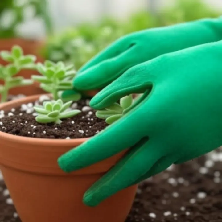 Szczegółowe ujęcie przesadzania rośliny doniczkowej z widocznymi korzeniami